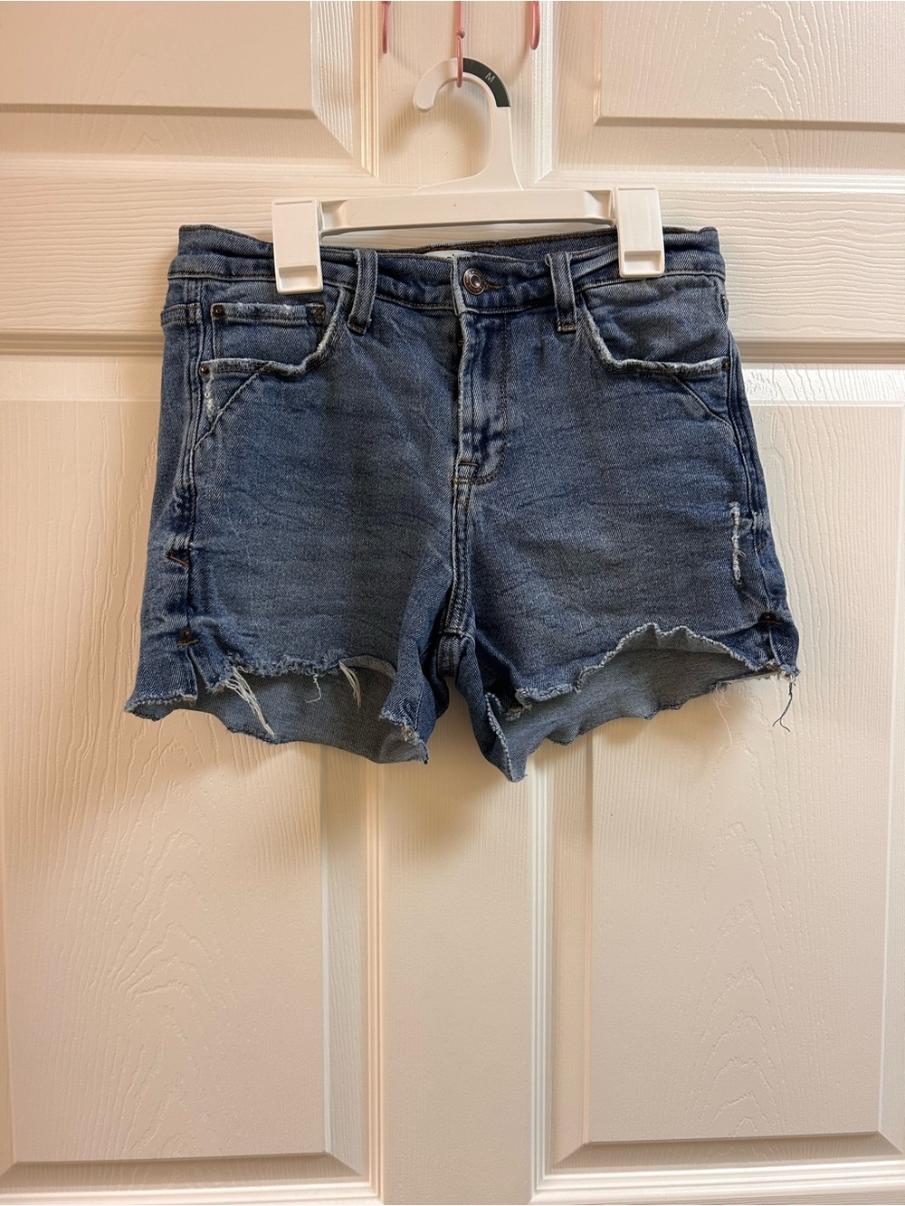 Kensie Jeans Vintage Luxe The Short Blue Denim Frayed Cutoff Shorts Size 6/28